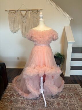 Maternity Pink Tulle High-Low dress